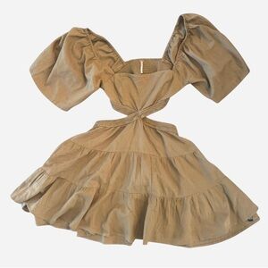 Free People Tiered Tan Mini Dress